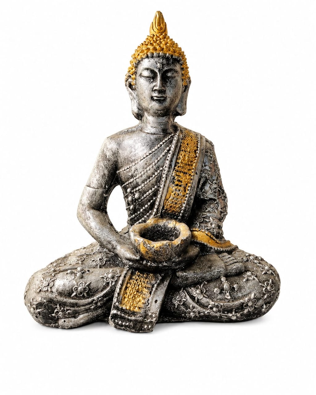 Figura Buda plata y dorado